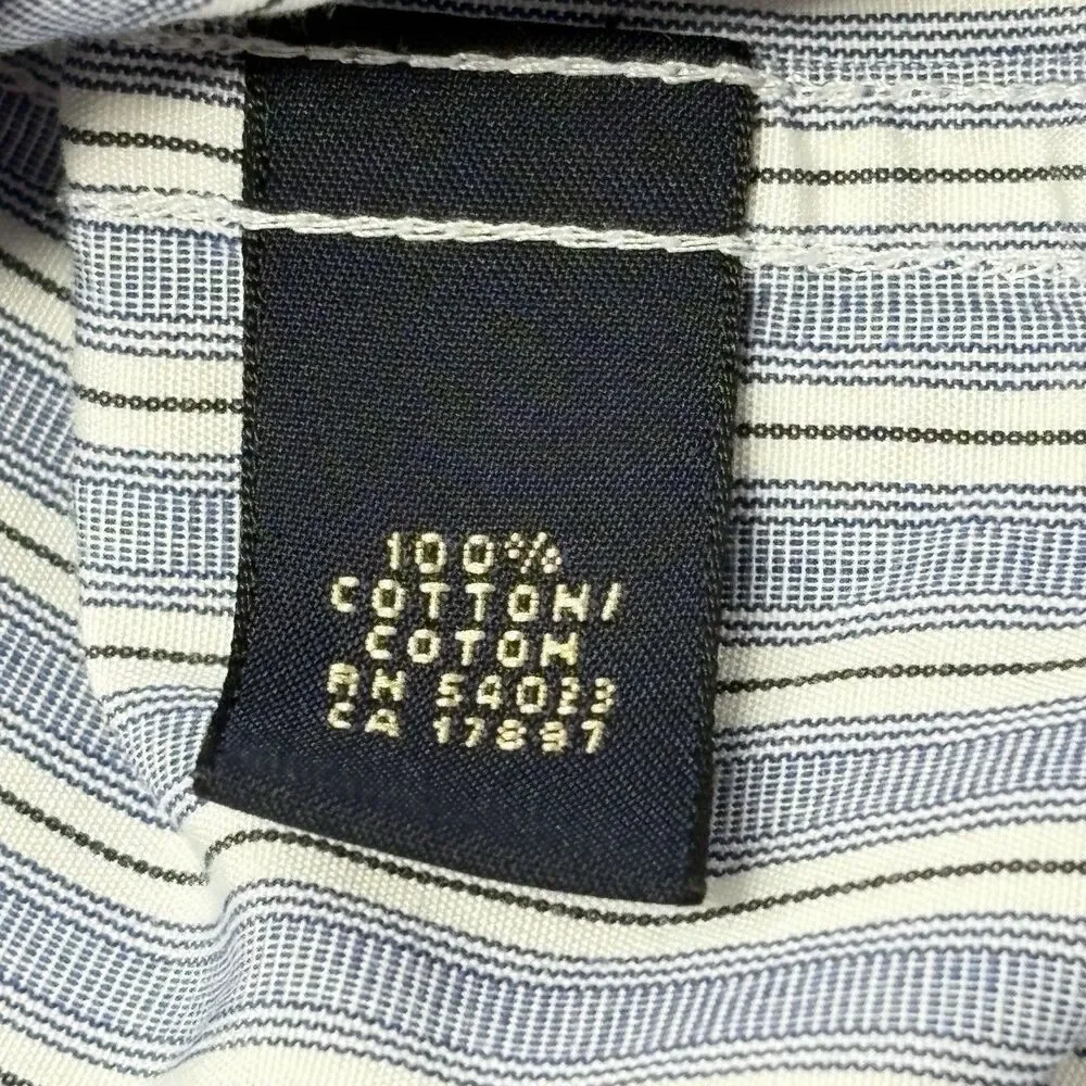 Banana Republic Shirt Mens L Blue Striped 100% Cotton Long Sleeve‎ Button Up